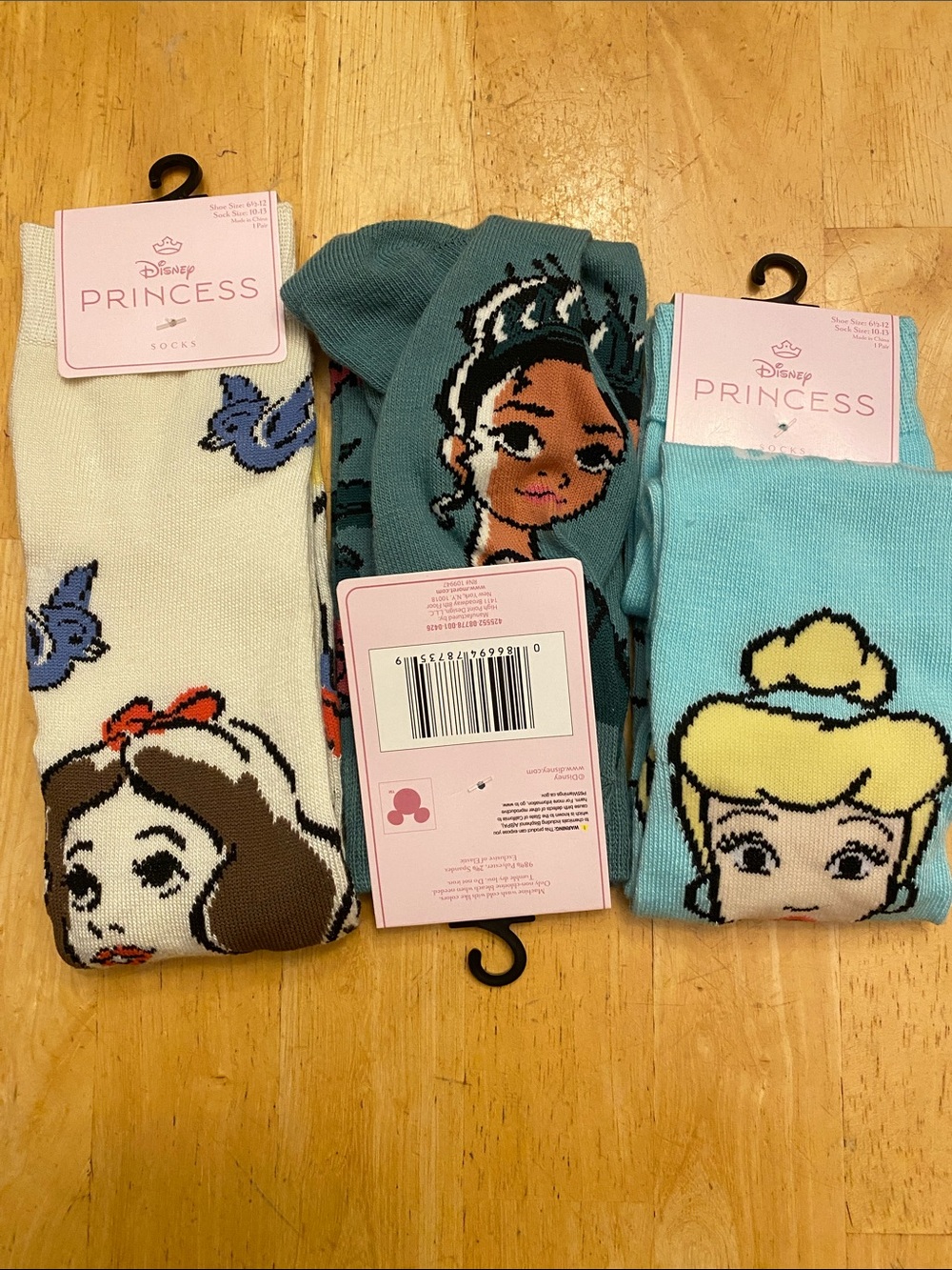 Set of 3 Disney Princess Socks - Snow White, Cinderella & Princess Tiana NWT